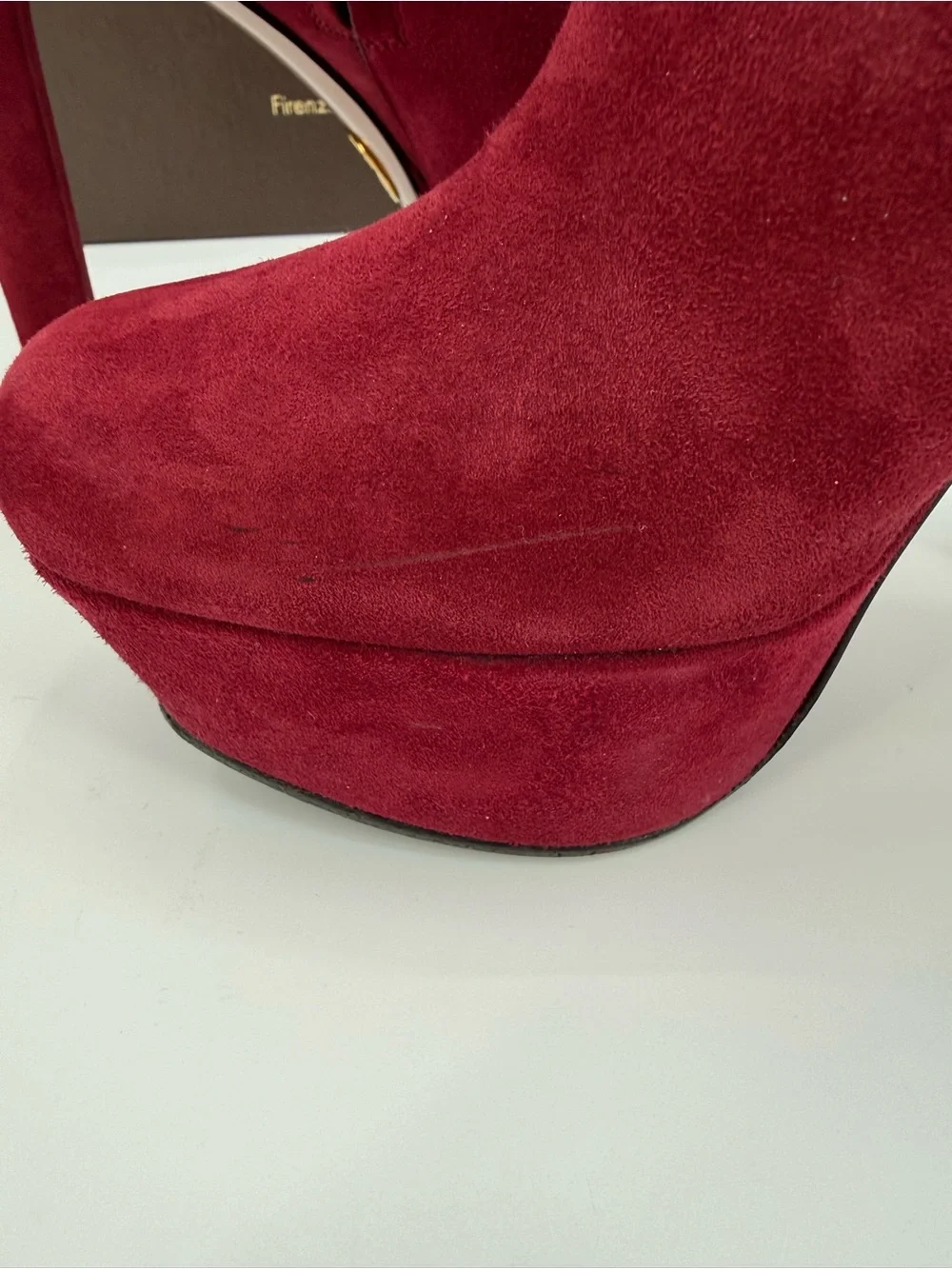 Gucci Kid Scamosciato Burgundy Suede Platform Ankle Boots Heels Zip Luxury SZ 6